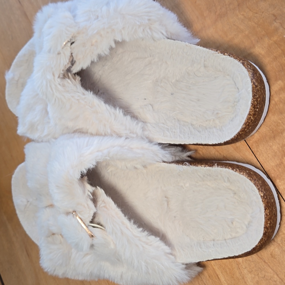 Faux Rabbit Fur Cork Slide Sandals - Picture 5 of 9